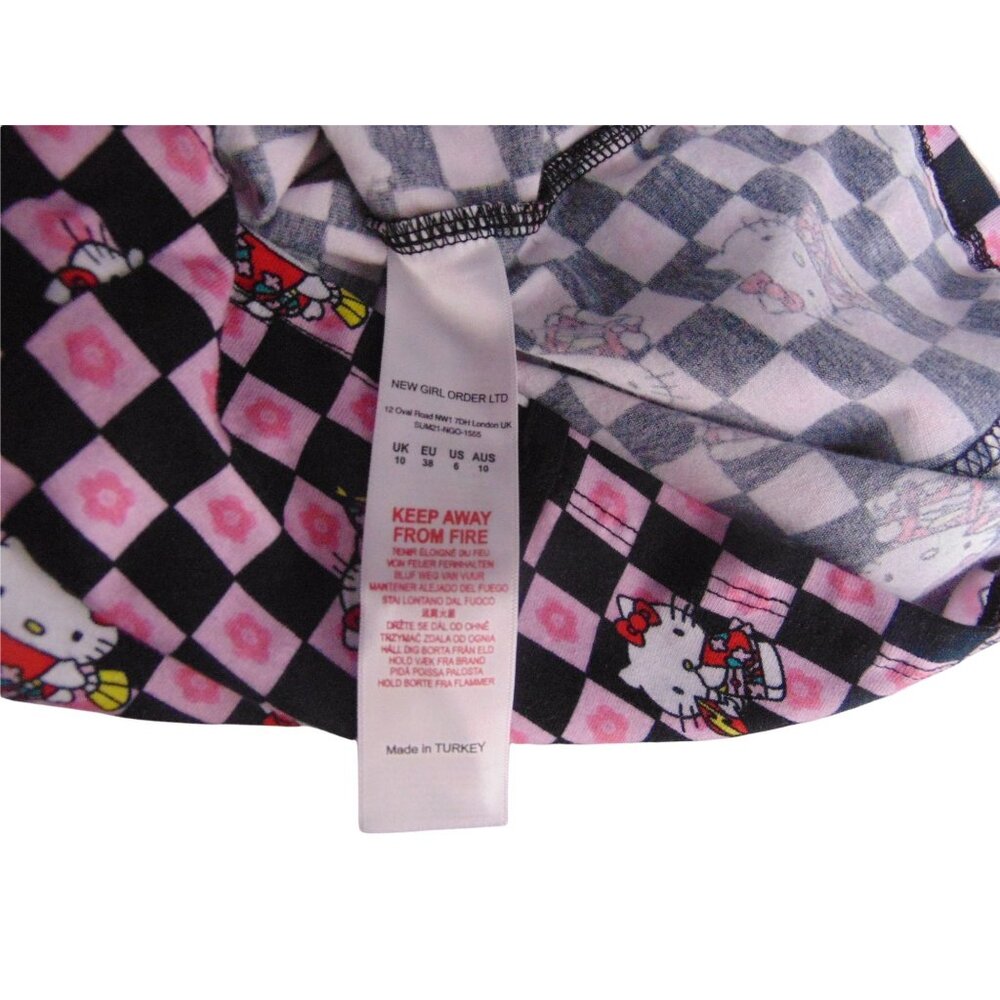 NGOrder x Sanrio Hello Kitty Fitted Slip Dress  US 6 Pink Black Checker Camisole - Picture 9 of 10